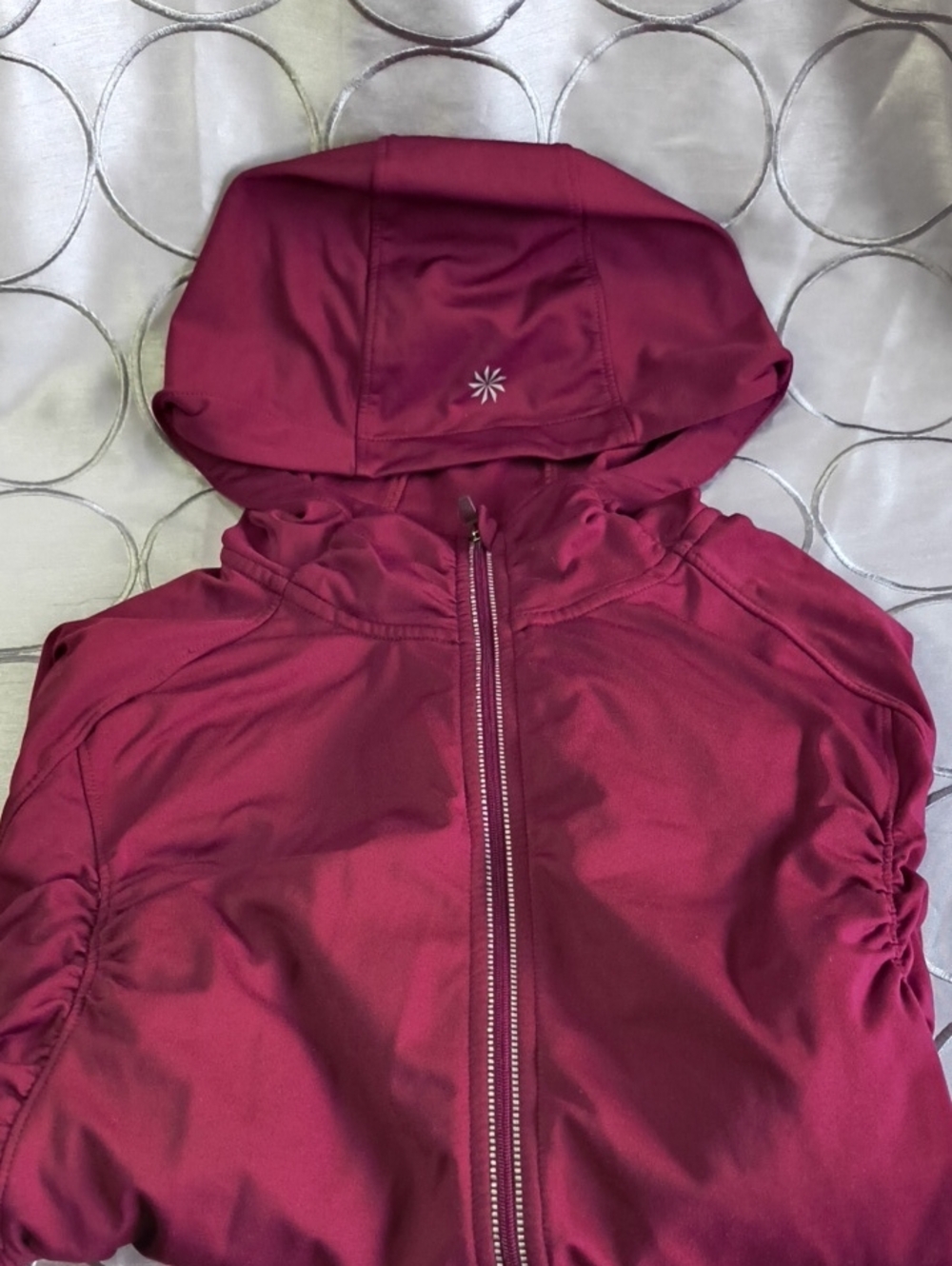 Athena Burgundy Hooded Workout Jacket Q7
